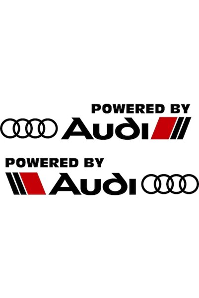 Oracal 651 Set 2 stickere auto Audi, Powered by Audi, Negru, 40 cm x 8,5 cm