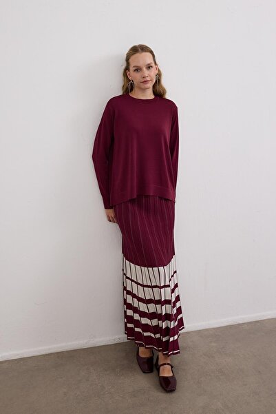 Hilay Perla Piliseli Triko Etekli Takım MÜRDÜM