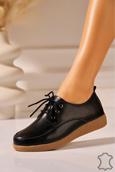 Joana Women's Black Leather Loafers Adelyn