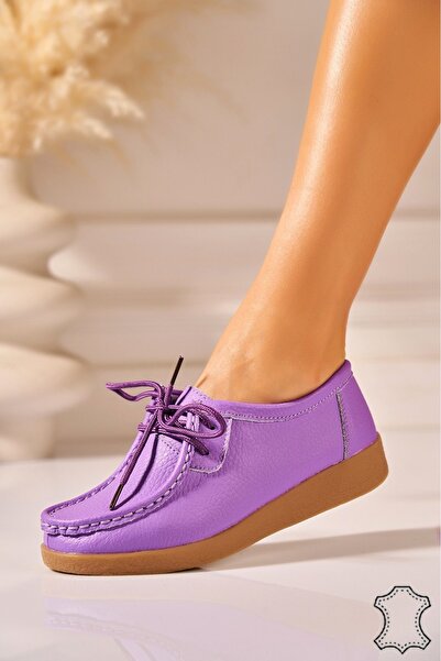 Joana Women's Purple Leather Loafers - Size 37 Trendy