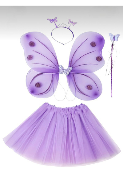 WOMEN 'S HEART Lila Mor Kelebek Kostüm Seti - Tütü Etek , Kanat , Taç ve Asa ...