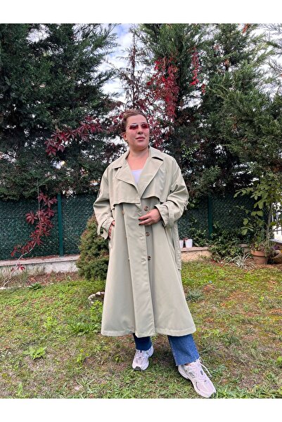 MJORA Oversize Rahat Kalıp Büyük Beden Astarlı Trençkot
