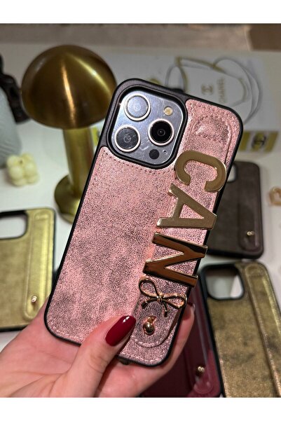 B&B Casee Pembe Deri Kisillestirilebilir Charm Kılıf Iphone 15Pro