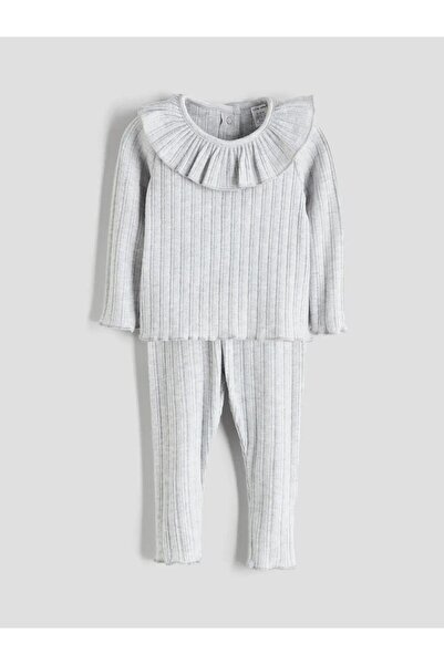 LC Waikiki Ruffled Collar Baby Girl Blouse and Leggings (W5)