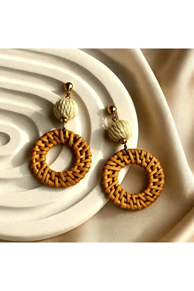 Luxiva Rope Woven Geometric Brown Bijouterie Earrings