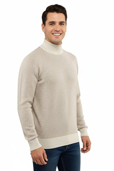 Çizgi Triko Men's Half Fisherman Sweater Steel Knit Regular Fit 5206B Bgl-St04853