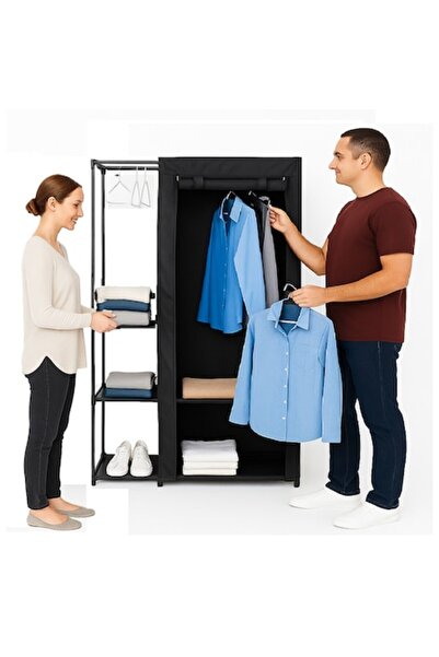 OEM Dulap dublu portabil pentru haine cu cadru metalic robust 172 x 105 x 43 cm