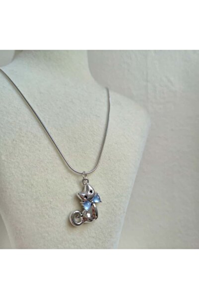 Haze قلادة على شكل قطة من الفولاذ المقاوم للصدأ مع ربطة عنق