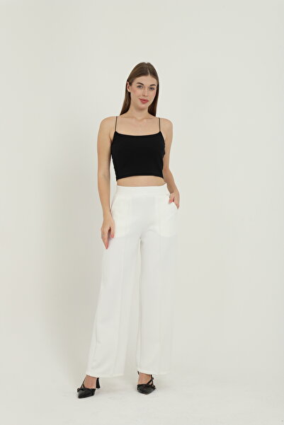 MİHRİZAR Kadın Önü Çımalı Yüksek Bel Scuba Pantolon