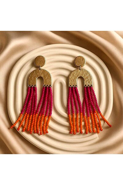 Luxiva Bead Tassel Bijoux Earrings