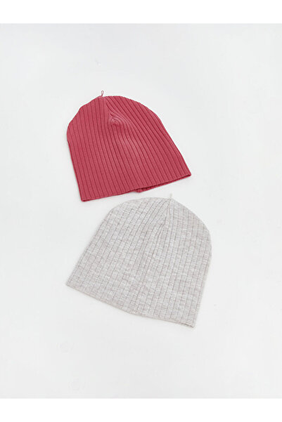 LC Waikiki Peak New Season Pink Basic Baby Girl Beanie 2-Pack