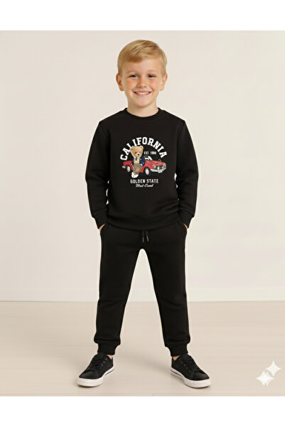 LİTTLE TORTOİSE Boys' Winter Sweatshirt Tracksuit Set