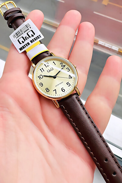 Q&Q 3 ATM Su Geçirmez Quartz Kadın Kol Saati Kahverengi Deri Kordon - Hediye Bileklik QQB2001C4