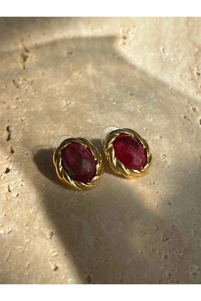 Font Burgu Gold Doğal Taş Küpe