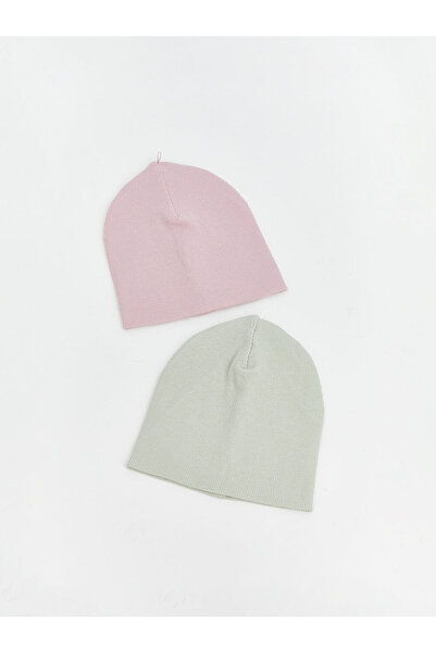 LC Waikiki Peak New Season Pink Basic Baby Girl Beanie 2-Pack