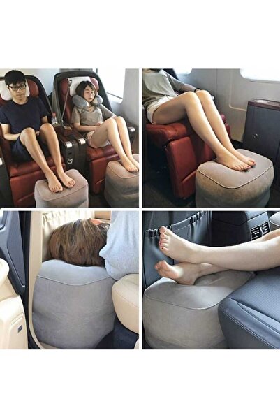 VEYA Inflatable PVC Velvet Footrest Suitable for Airplanes, Cars, Office Relaxation, Travel