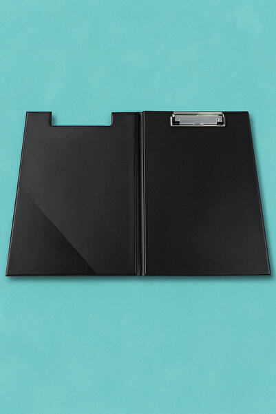 KarmaOfis A4 Black Cover Secretary File with Metal Clip