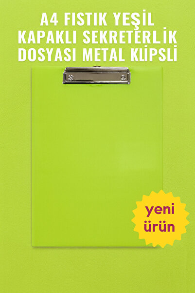 KarmaOfis A4 Fıstık Yeşili Kapaklı Sekreterlik Dosyası Metal Klipsli