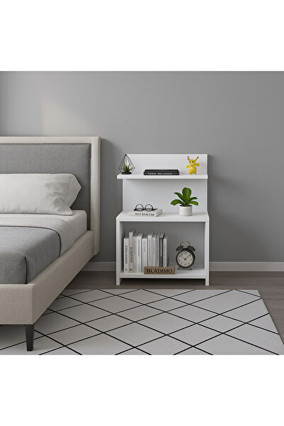 Bladimo Blavon Raflı Komodin - Beyaz