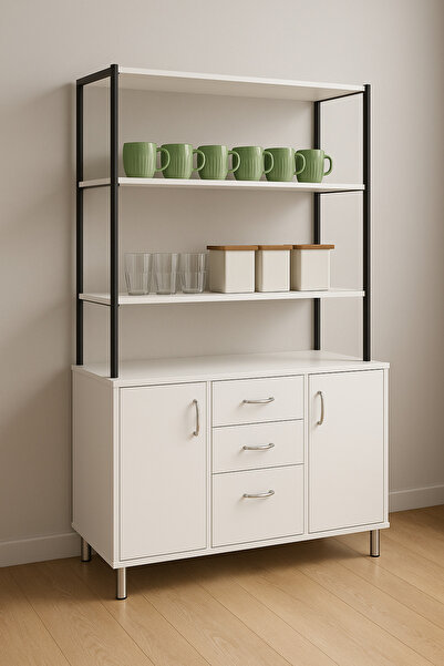 Yek MOBİLYA KK ÇOK AMAÇLI DOLAP 2 KAPAKLI 3 ÇEKMECELİ KAHVE KÖŞESİ