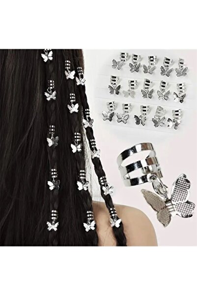 CemY Accesoriu pentru păr Fluture Argintiu 10 Bucăți