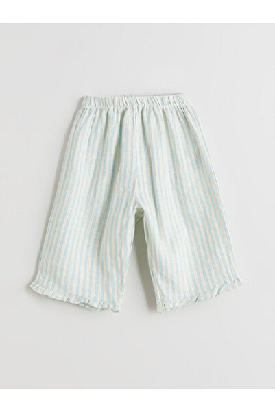 LC Waikiki بنطال بناتي مخطط بخصر مطاطي باللون الأزرق من متجر بلس