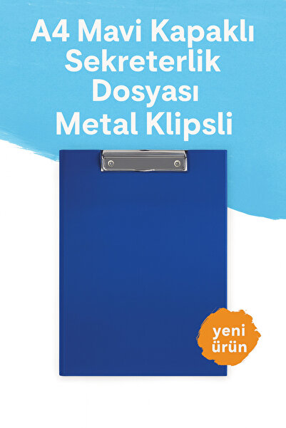 KarmaOfis A4 Mavi Kapaklı Sekreterlik Dosyası Metal Klipsli