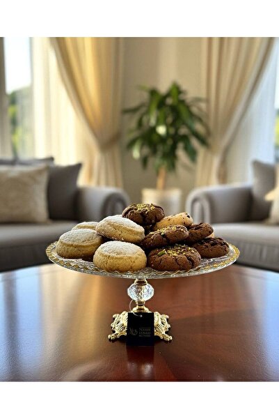 Niyara home Metal ayakli 30 cm Lüks Altın Detaylı 30cm Cam & Metal Ayaklı Kur...