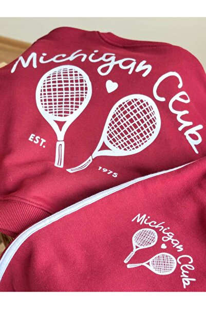 Pinkitokids Michigan Club Piped Detail Sweatshirt and 3 Thread Tracksuit Set