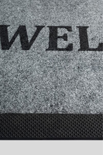 KARMAT Gri Welcome Kaymaz Taban Nem Alıcı Toz Alıcı Kapı Önü Paspası, Dekoratif Paspas, Dış Kapı Paspas