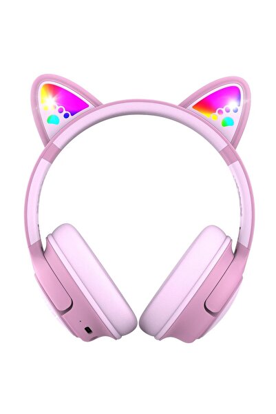 PowerLocus Kids Headphones, Wireless, Bobo Cat Ears, Pink
