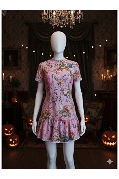 Namaste Vintage فستان عتيق بظهر مكشوف باللون الوردي (زي الهالوين)