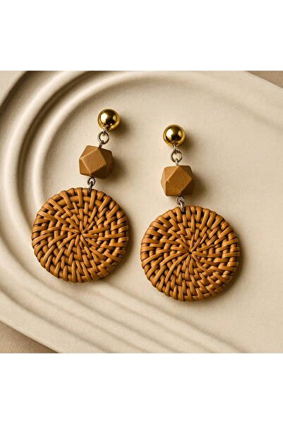 Luxiva Rope Woven Ring Geometric Bijouterie Brown Women's Earrings