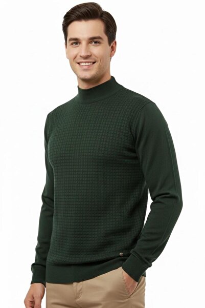 Çizgi Triko Men's Half Fisherman Sweater Steel Knit Regular Fit 5204B Bgl-St04855