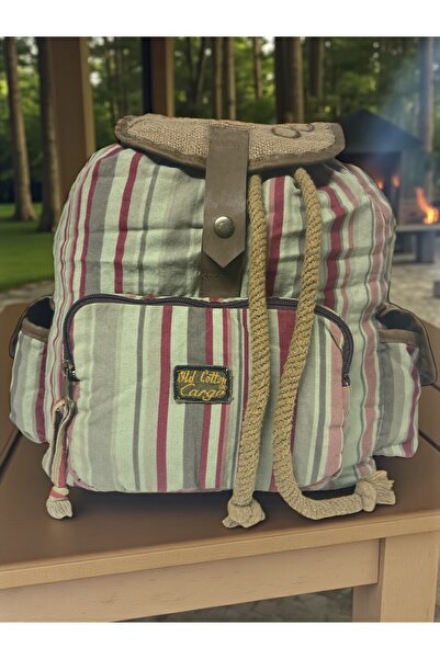 Old Cotton Kaliteli Tek Gözlü Vintage Salaş Disayn Unisex Sırt Günlük Okul Gezi Kamp Trekking Çantası 29cmx36cm