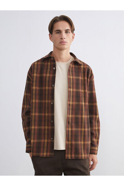 LC Waikiki Cămașă pentru bărbați, în carouri, cu mâneci lungi, cu croiala con...