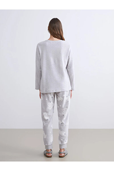 LC Waikiki Σετ γυναικεία πιτζάμα με κέντημα με λαιμόκοψη ποδηλάτου