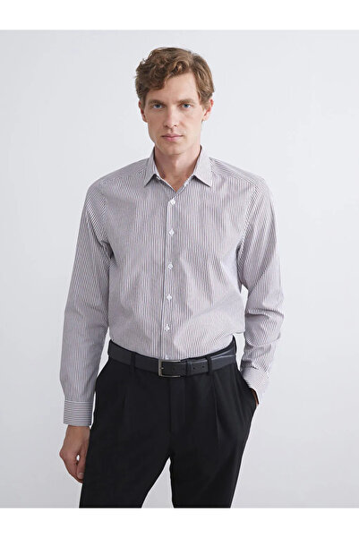 LC Waikiki Ανδρικό ριγέ μακρυμάνικο πουκάμισο με λεπτή εφαρμογή