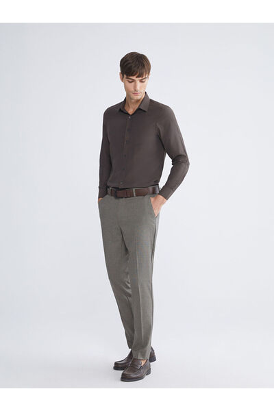 LC Waikiki Brown Slim Fit Long Sleeve Poplin Men's Shirt