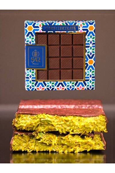 ŞAR GURME Dubai Çikolatası Bol Fıstık Dolgulu ve Kavrulmuş Çıtır Kadayıf KareTablet %100 El Yapımı 100 gr