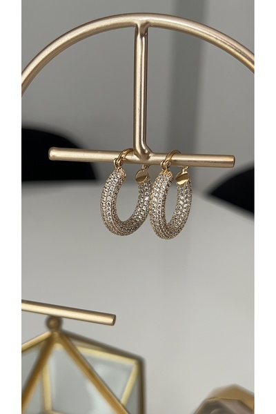 SU PERİSİ TAKI BİJUTERİ حلق ذهبي مرصع بالزركون الكامل من كارارماز