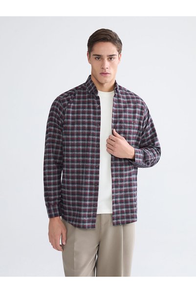 LC Waikiki Lcwaikiki Classicregular Fit Long Sleeve Plaid Gabardine Men's Shirt