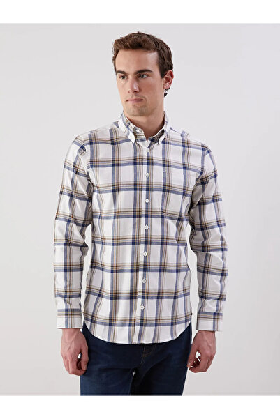 LC Waikiki Чоловіча сорочка Regular Fit з довгим рукавом у клітинку з габардину