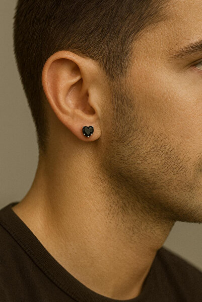 Jaida Moda Unisex Black Heart Zircon Stone Non-Pierced Magnetic Steel Earring 1 Piece