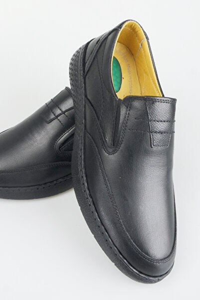 Wallerjon Men's Genuine Leather Ultra Comfortable Gel Black Daily Dad Shoes