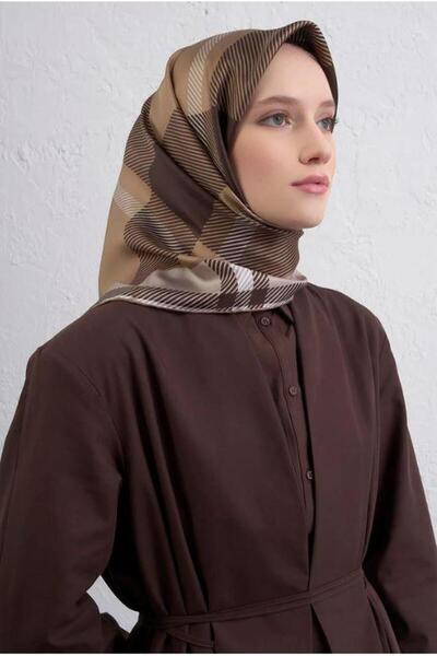 Armine 2025 Desenli Saf Twill İpek Eşarp 9418-50