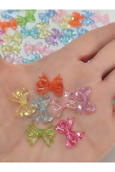 Mutlu Bujiteri Hobi Aksesuar خرز أكريليك مختلط الألوان على شكل فيونكة (40 قطعة)