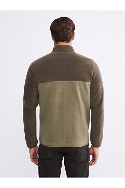 LC Waikiki Khaki Mock Neck Polar Men's Zippered Sweatshirt