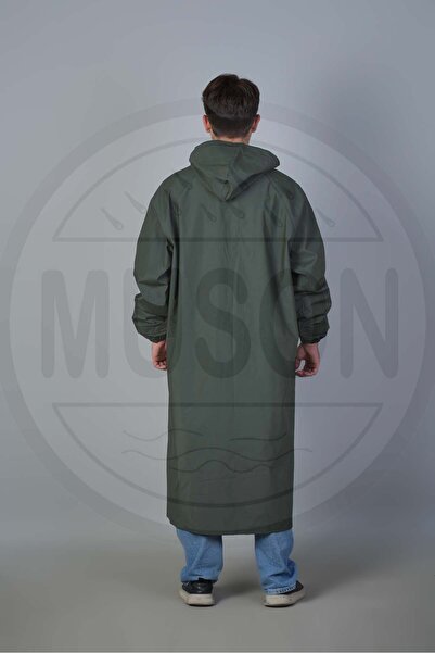 Muson Uzun Pardesü Yağmurluk – Su Geçirmez, Çift Cepli, Kapüşonlu, Rüzgar ve Yağmura Dayanıklı