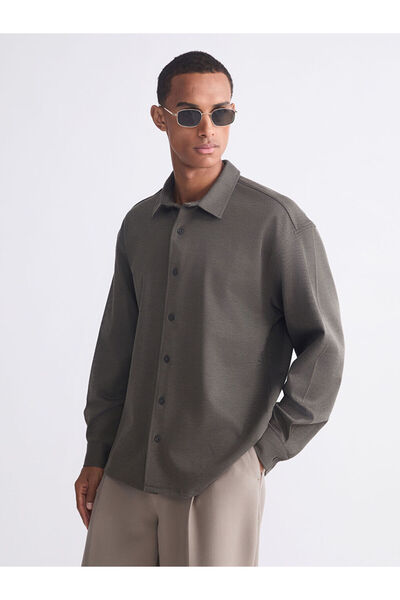 LC Waikiki Cămașă pentru bărbați cu mânecă lungă kaki slim fit